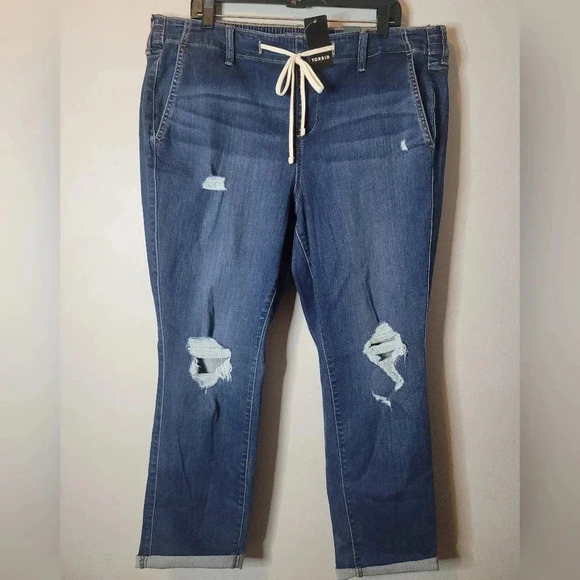 TORRID 2X Distressed stretchy skinny ankle blue jean denim casual comfy NWT - Picture 1 of 10
